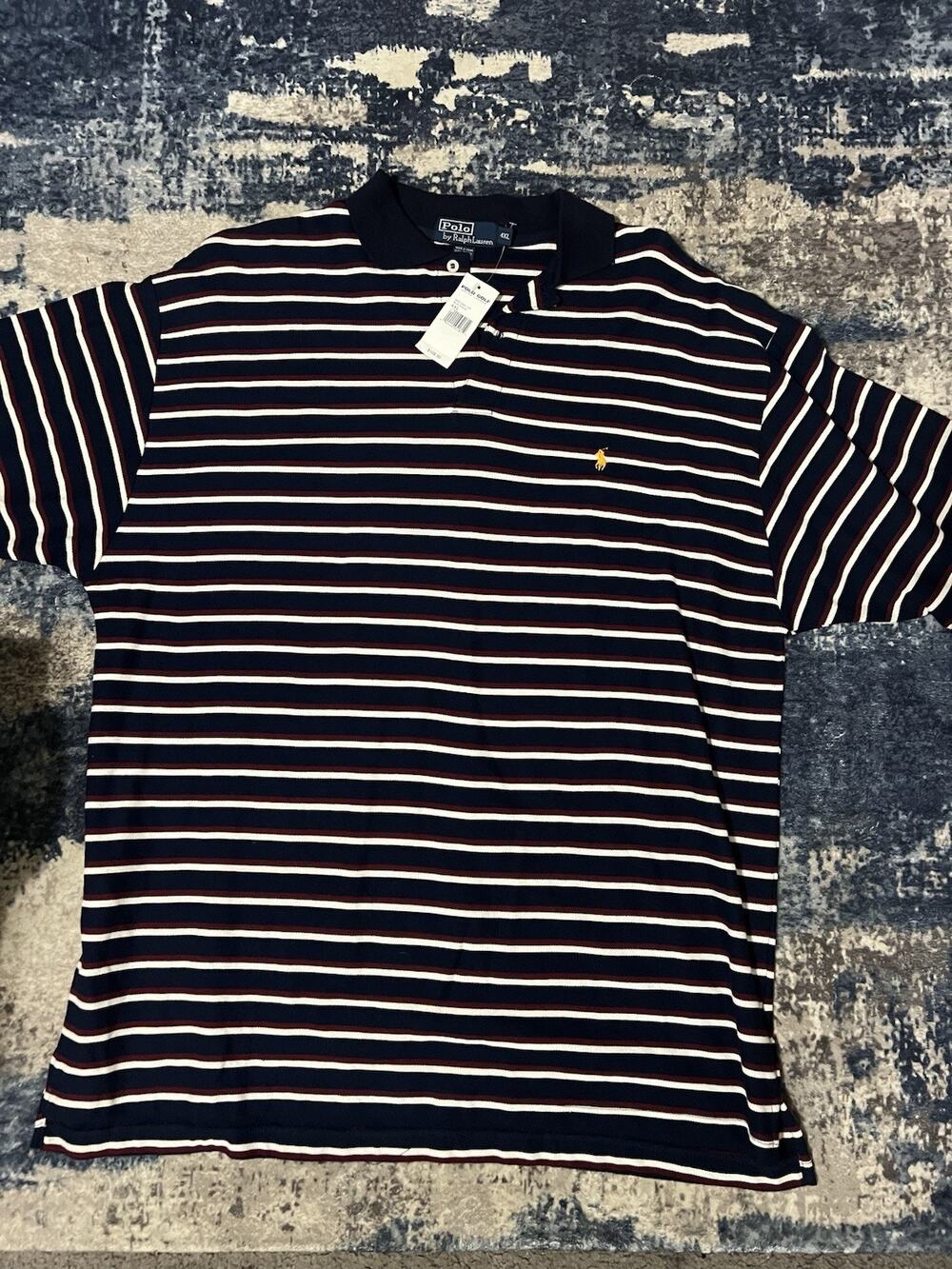 Size 4XL- VTG NWT POLO BY RALPH LAUREN Red/White/Blue Cotton Pique Polo Shirt
